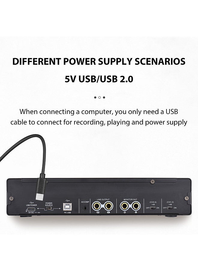 Generic - 4 Channels Recording Sound Card with Driver Free Audio Interface, 4-in 4-out USB Sound Card 24 bit/192khz 48V Phantom Power Supply - Image 1