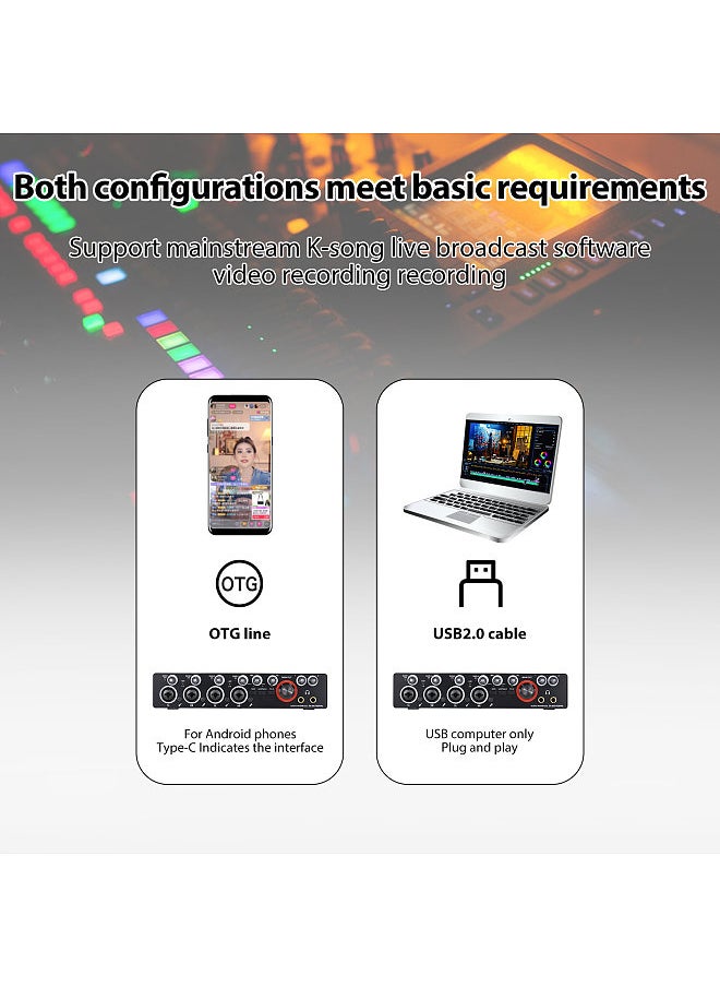 Generic - 4 Channels Recording Sound Card with Driver Free Audio Interface, 4-in 4-out USB Sound Card 24 bit/192khz 48V Phantom Power Supply - Image 1