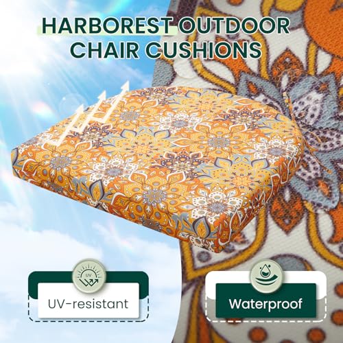 HARBOREST Outdoor Chair Cushions Set of 4 Water Resistant Patio Chair Cushions with Ties Outdoor Seat Cushions for Patio Furniture 17x16x2 Blooming - Image 3