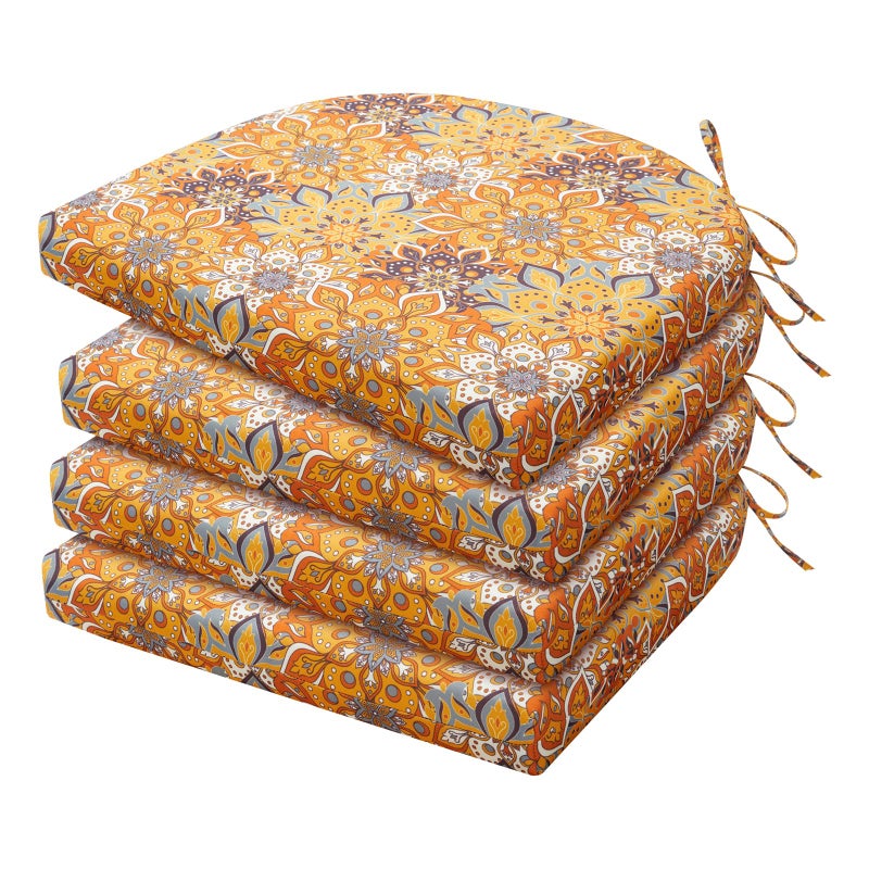 HARBOREST Outdoor Chair Cushions Set of 4 Water Resistant Patio Chair Cushions with Ties Outdoor Seat Cushions for Patio Furniture 17x16x2 Blooming - Image 2