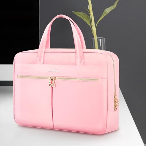 Ferkurn Laptop Bag Case Women Men Computer Bag Compatible with MacBook/HP/LG/Dell, Shoulder Strap Slim Carrying Messenger Briefcase, Pink, 17-17.3 Inch - Image 2
