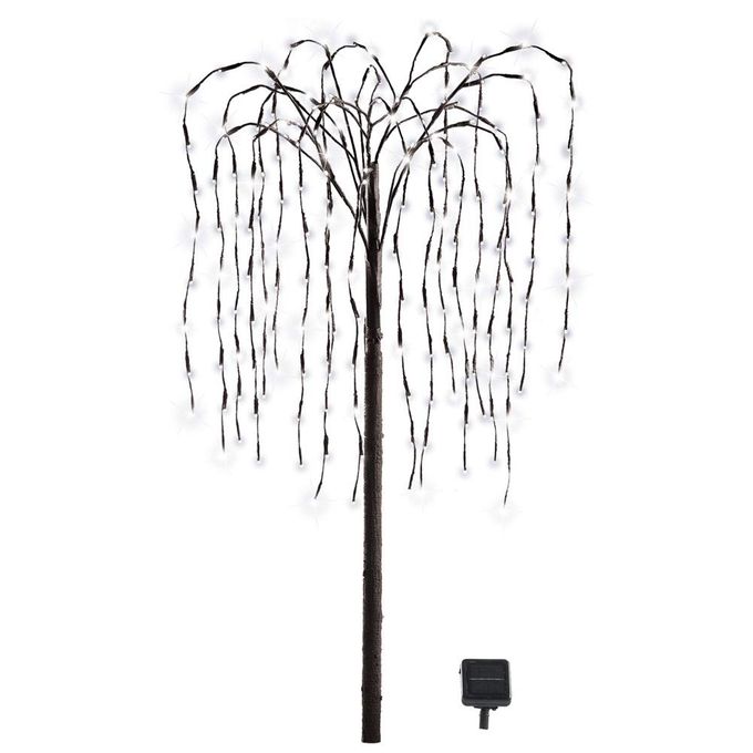 Collections Etc LED Solar Willow Tree Outdoor Solar Tree with Colorful SolarPowered Lights with Adjustable Branches White Lights