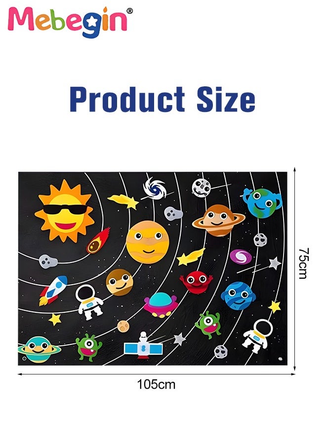 MEBEGIN Outer Space Felt Story Board Set 3.5 Ft Solar System Universe Storytelling Flannel Interactive Play Kit with Hooks Astronaut Planets Alien Galaxy Reusable Wall Hanging Gift for Boys Girls  - Image 5