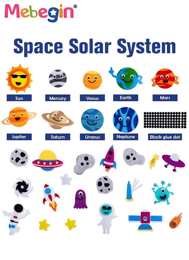 MEBEGIN Outer Space Felt Story Board Set 3.5 Ft Solar System Universe Storytelling Flannel Interactive Play Kit with Hooks Astronaut Planets Alien Galaxy Reusable Wall Hanging Gift for Boys Girls  - Image 3