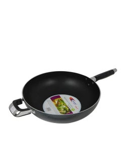 KAWASHI Healthy Cooking Aluminium Non-Stick  Deluxe Wokpan with Dual Handles Black 32CM 
