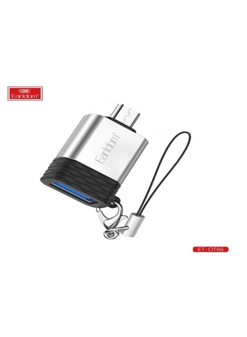 Earldom USB to Micro Adapter Jack OT66 Silver Black - Image 1
