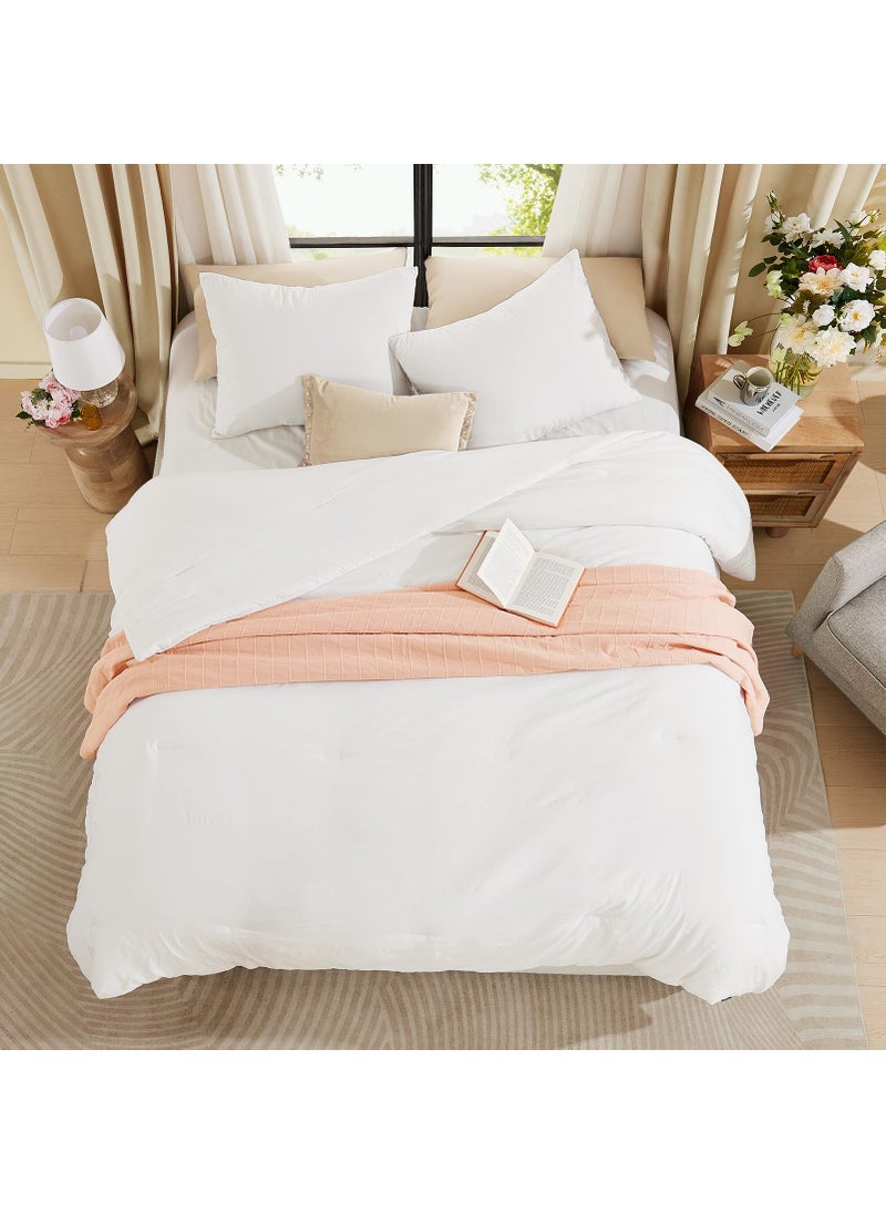 WRENSONGE WRENSONGE White Comforter Full Size  3 Piece Soft Microfiber Full Size Comforter Sets(1 Full Size Comforter with 2 Pillow Shams) - Warm Bedding Set Full Suitable for All Seasons  - Image 3