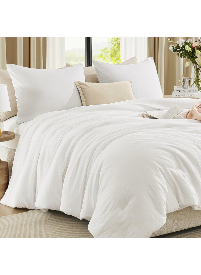 WRENSONGE WRENSONGE White Comforter Full Size  3 Piece Soft Microfiber Full Size Comforter Sets(1 Full Size Comforter with 2 Pillow Shams) - Warm Bedding Set Full Suitable for All Seasons  - Image 1
