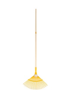 Epsilon Epsilon Tine Rake- EPSGT1402/ with Long Wooden Handle for Quick Clean Up of Lawn and Yard, Garden, Leaf, Debris, Turf/ Less Bending, and Bigger Efficient Head, Ideal for Gardening and other Outdoor Uses/ Yellow  - Image 1