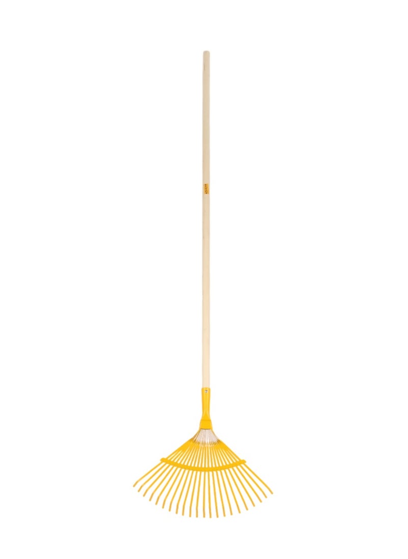 Epsilon - Epsilon Tine Rake- EPSGT1402/ with Long Wooden Handle for Quick Clean Up of Lawn and Yard, Garden, Leaf, Debris, Turf/ Less Bending, and Bigger Efficient Head, Ideal for Gardening and other Outdoor Uses/ Yellow - Image 1
