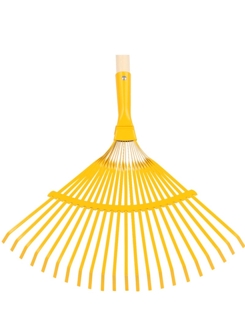 Epsilon - Epsilon Tine Rake- EPSGT1402/ with Long Wooden Handle for Quick Clean Up of Lawn and Yard, Garden, Leaf, Debris, Turf/ Less Bending, and Bigger Efficient Head, Ideal for Gardening and other Outdoor Uses/ Yellow - Image 1