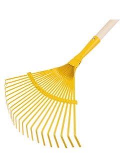 Epsilon Epsilon Tine Rake- EPSGT1402/ with Long Wooden Handle for Quick Clean Up of Lawn and Yard, Garden, Leaf, Debris, Turf/ Less Bending, and Bigger Efficient Head, Ideal for Gardening and other Outdoor Uses/ Yellow  - Image 4