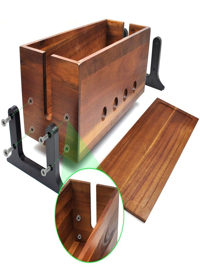 Itvexeme 14 inch Large Cable Management Box, Wood Cord Hider Box & Organizer for Power Strip Hider Cable Storage for Office, TV Wires, Desk Cord Organizer, Vintage Walnut, wood - Image 2