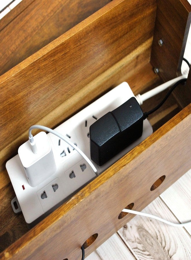 Itvexeme 14 inch Large Cable Management Box, Wood Cord Hider Box & Organizer for Power Strip Hider Cable Storage for Office, TV Wires, Desk Cord Organizer, Vintage Walnut, wood - Image 4