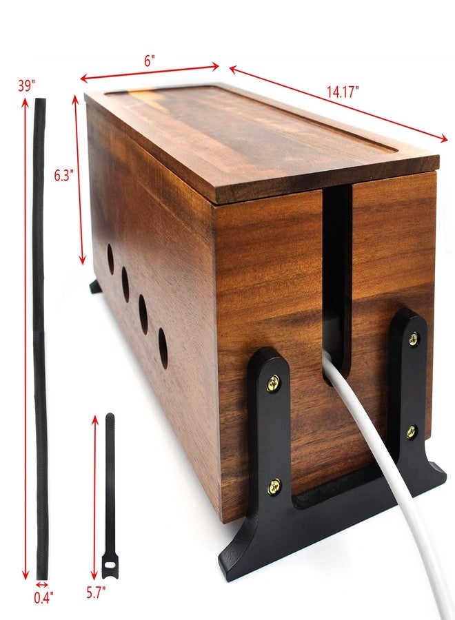 Itvexeme 14 inch Large Cable Management Box, Wood Cord Hider Box & Organizer for Power Strip Hider Cable Storage for Office, TV Wires, Desk Cord Organizer, Vintage Walnut, wood - Image 3