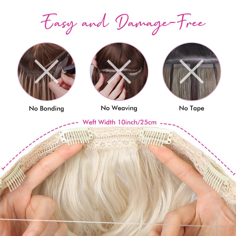 REECHO Invisible Wire Hair Extensions with Thinner Softer Lace Weft (Dark Blonde with Highlights, 12 Inch (Pack of 1)) - Image 3