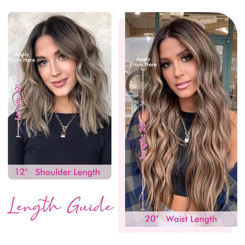 REECHO Invisible Wire Hair Extensions with Thinner Softer Lace Weft (Dark Blonde with Highlights, 12 Inch (Pack of 1)) - Image 4