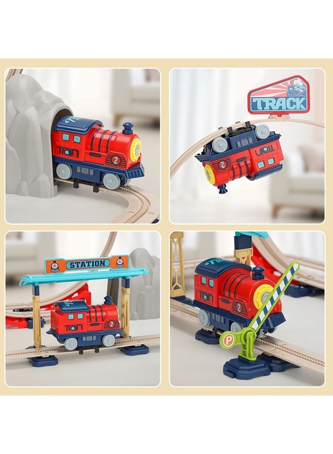 47PCS Train Track Set Electric Train Toy Set With Layer Simulation Track Educational Electric Train Track Building Toy Set for Kids Stem Toy for Boys Girls  - Image 3