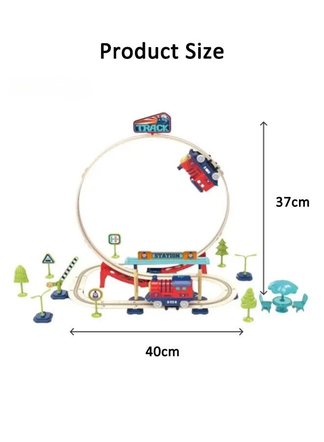 47PCS Train Track Set Electric Train Toy Set With Layer Simulation Track Educational Electric Train Track Building Toy Set for Kids Stem Toy for Boys Girls  - Image 2