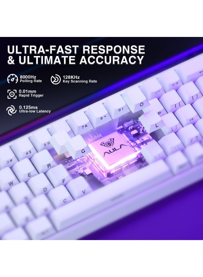 أولا لوحة مفاتيح الألعاب HERO 68 HE، لوحة مفاتيح ميكانيكية سلكية بنسبة 60٪، لوحة مفاتيح بمفتاح مغناطيسي يعمل بتأثير هول مع تشغيل قابل للتعديل ووضع تشغيل سريع - معدل استقصاء 8 كيلو هرتز، زمن انتقال 0.125 مللي ثانية، أغطية مفاتيح PBT مطبوعة على الجانب، إضاءة خلفية RGB لأجهزة الكمبيوتر/ماك للألعاب - Image 4