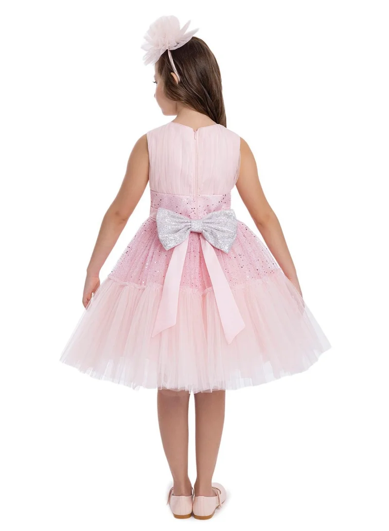 VIA BAMBINO Girls' Sparkling Tulle Party Dress (Soft Pink, Sizes 8-12)