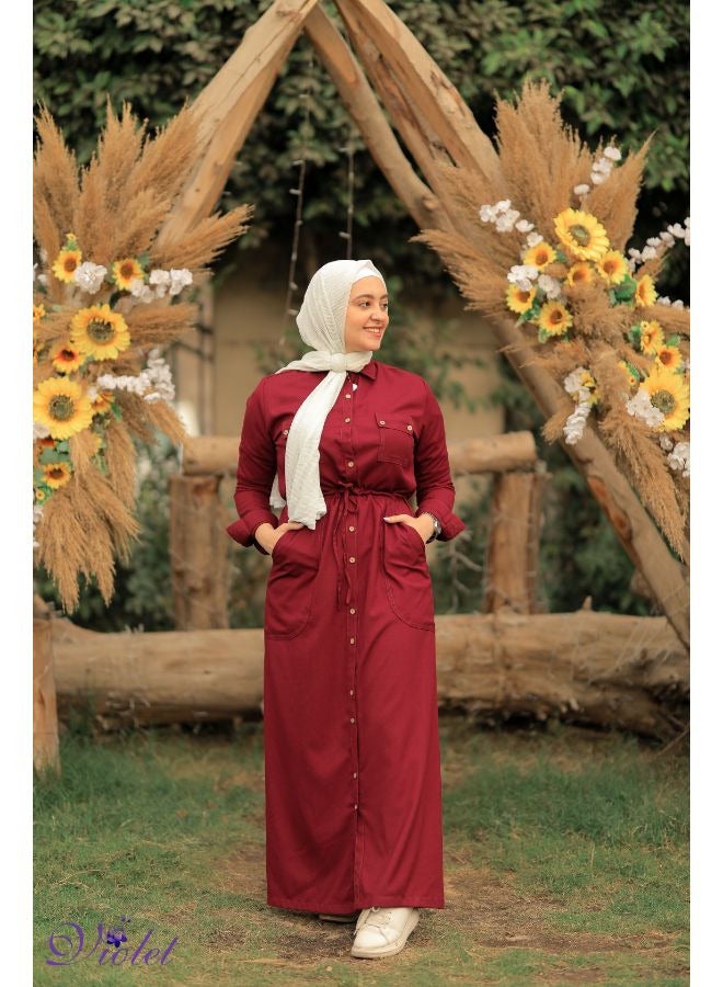 Puritopia Maroon Maxi shirt dress  - Image 2