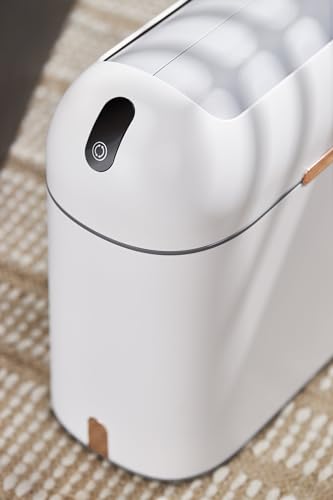 ELPHECO Bathroom Trash Can, 2.5 Gallon Motion Sensor Waterproof Trash Bin with Butterfly lid, Bathroom Decor Waste Basket Garbage Bin for Bedroom Kitchen and Office use, White with Golden Button - Image 5