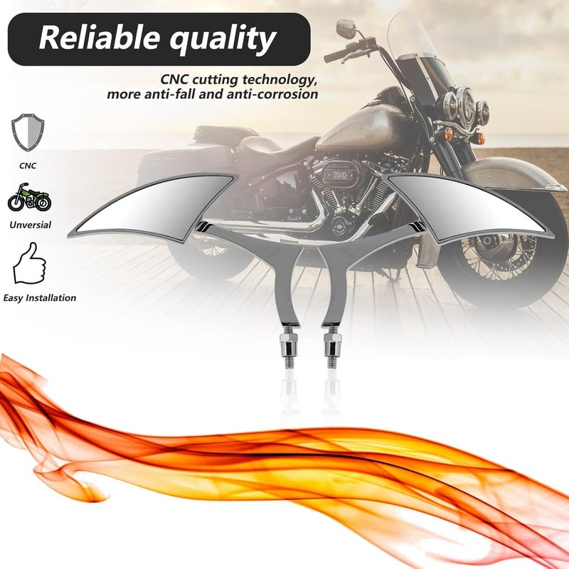 LKV Chrome Motorcycle Rear View Mirrors with 8mm/10mm Screw - 360° Adjustable - Image 4