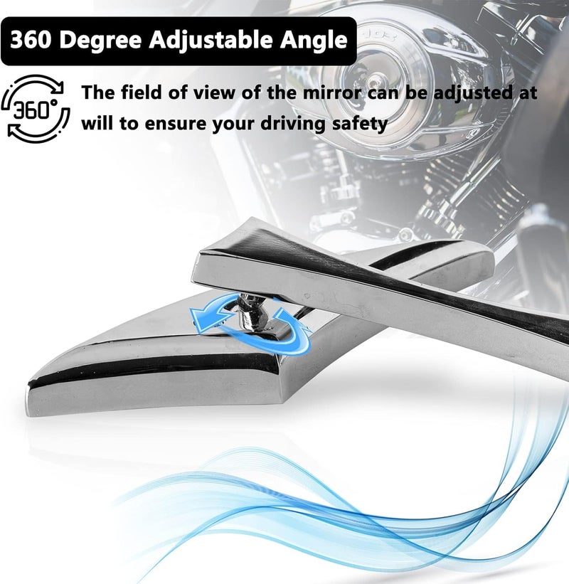 LKV Chrome Motorcycle Rear View Mirrors with 8mm/10mm Screw - 360° Adjustable - Image 3