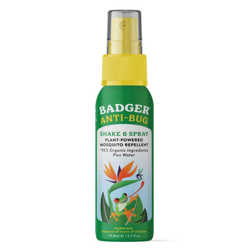 Badger Bug Spray Travel Size Family Friendly All Natural Mosquito Repellent wOrganic Essential Oils Smells Great 3 Hours Effective DeetFree Vegan Travel Insect Repellent 27 fl oz