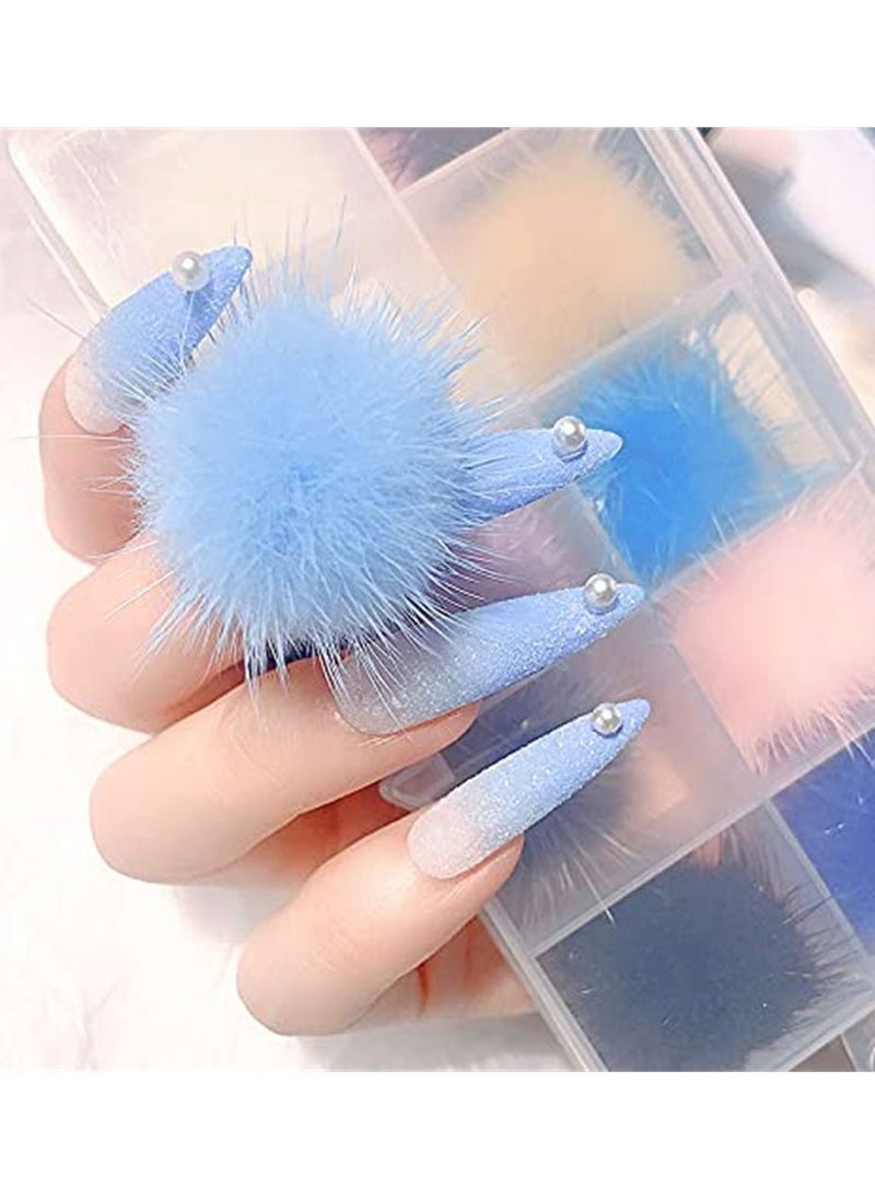 SYOSI Nails Magnetic Fluffy Ball, Cute Detachable 3D Nail Fluffy DIY Magnetic Fluffy Ball, Suit Removable Decorations Soft Plush Ball for Nail Art DIY, 12 Colors, 24 Pcs