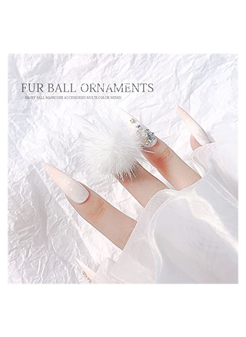 SYOSI Nails Magnetic Fluffy Ball, Cute Detachable 3D Nail Fluffy DIY Magnetic Fluffy Ball, Suit Removable Decorations Soft Plush Ball for Nail Art DIY, 12 Colors, 24 Pcs