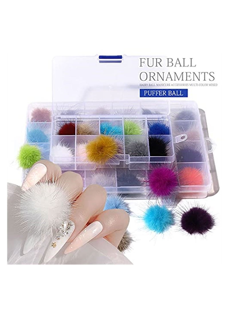 SYOSI Nails Magnetic Fluffy Ball, Cute Detachable 3D Nail Fluffy DIY Magnetic Fluffy Ball, Suit Removable Decorations Soft Plush Ball for Nail Art DIY, 12 Colors, 24 Pcs