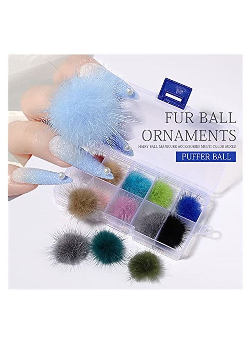 SYOSI Nails Magnetic Fluffy Ball, Cute Detachable 3D Nail Fluffy DIY Magnetic Fluffy Ball, Suit Removable Decorations Soft Plush Ball for Nail Art DIY, 12 Colors, 24 Pcs