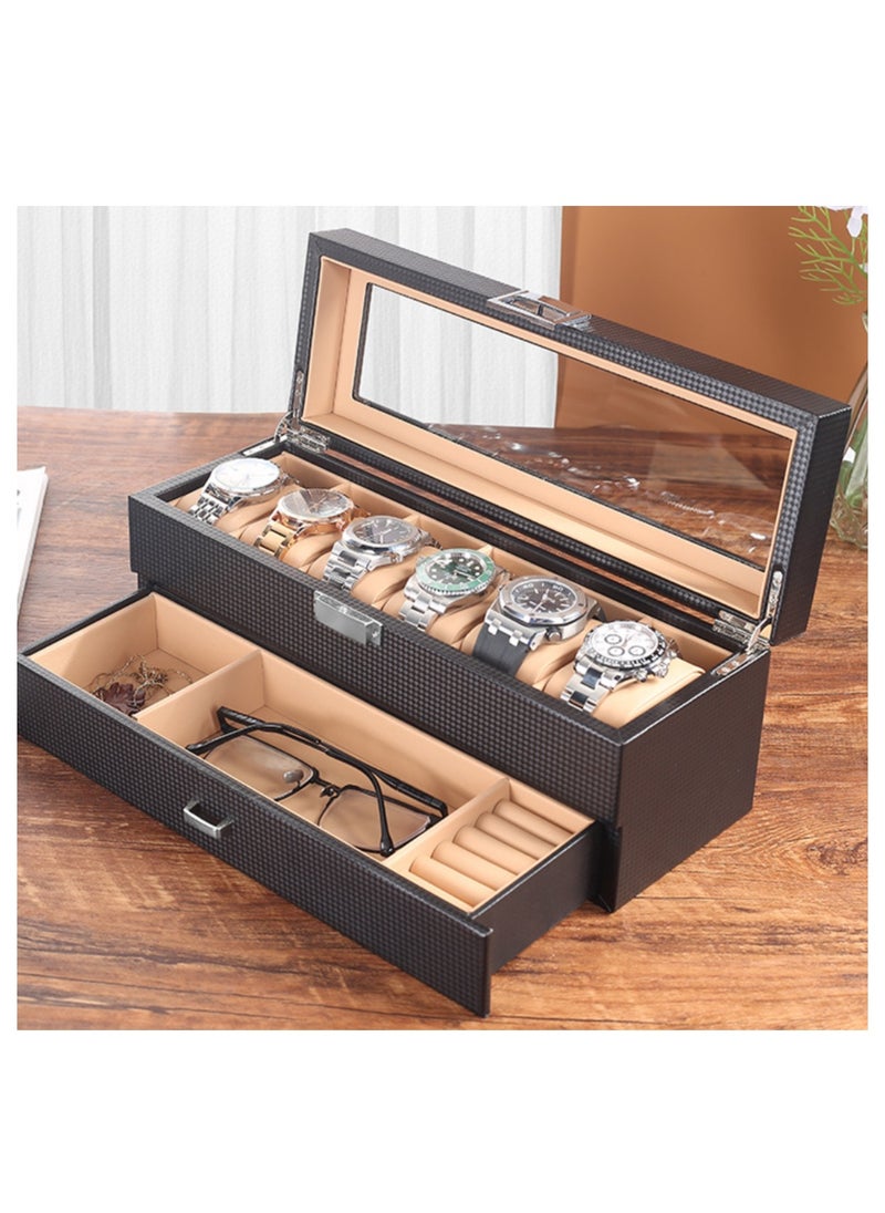 Watch Box Organizer for, 6 Slot Watch Display Case with Drawer, Father's Day Gift Mens Watch Holder Watch Case for Men, 6 Watch Box 2-layer Jewelry and Watch Storage Case -Espresso - pzsku/Z83258C3FBE978BB5D662Z/45/_/1720363733/5b2e9a31-11ab-48aa-83b0-927a686d097e