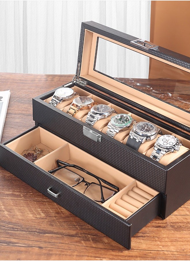 Watch Box Organizer for, 6 Slot Watch Display Case with Drawer, Father's Day Gift Mens Watch Holder Watch Case for Men, 6 Watch Box 2-layer Jewelry and Watch Storage Case -Espresso - pzsku/Z83258C3FBE978BB5D662Z/45/_/1723827307/d9b17087-2a6a-4799-a55d-cb5d375a65fe