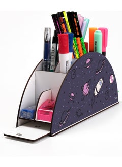 KutuTR Wooden Vip Space Series Model Desktop Pen Holder Organizer with Rainbow Ruler Mounted Boxed  - Image 1