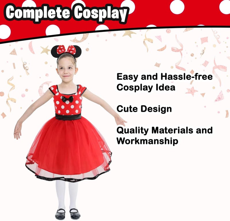 Home Smart Minnie Mouse Dress for Baby Girl Polka Dots Fancy Dress Mickey Cosplay Birthday Party and More - Image 4