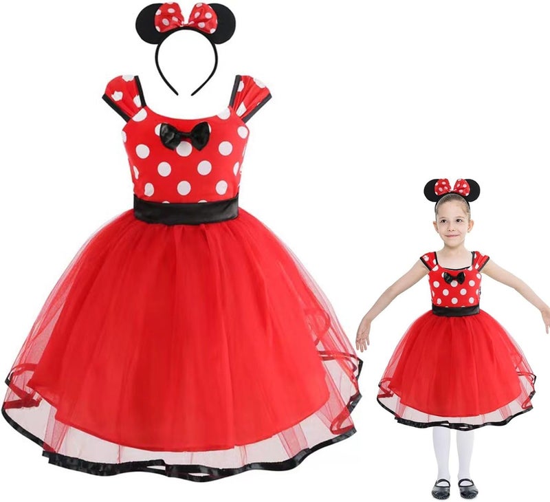 Home Smart Minnie Mouse Dress for Baby Girl Polka Dots Fancy Dress Mickey Cosplay Birthday Party and More - Image 1