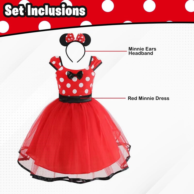 Home Smart Minnie Mouse Dress for Baby Girl Polka Dots Fancy Dress Mickey Cosplay Birthday Party and More - Image 3