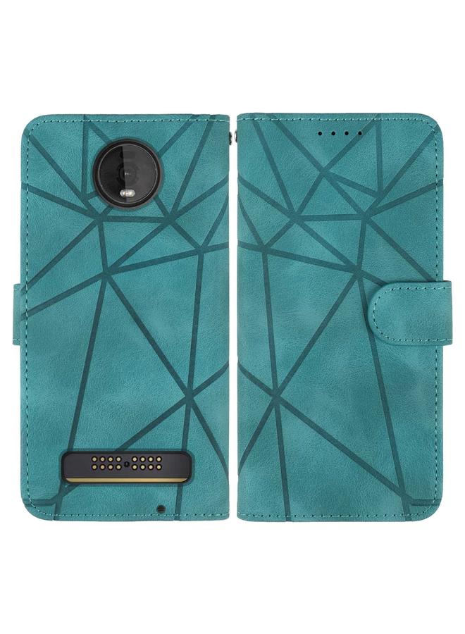 اس-توب جراب هاتف موتورولا موتو Z4 مصنوع من الجلد بخطوط هندسية - Image 2