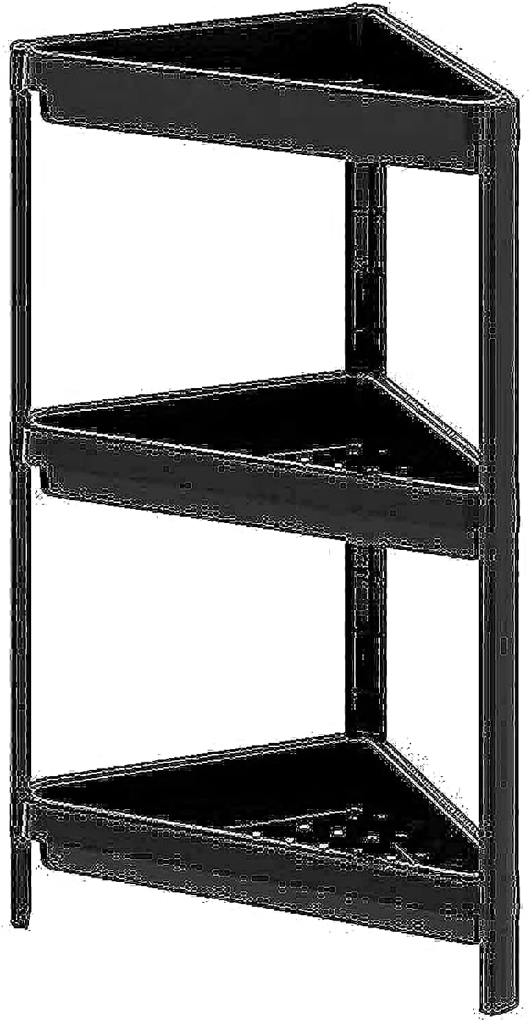 corner shelf bathroom storage organizer (33x33x71cm) black