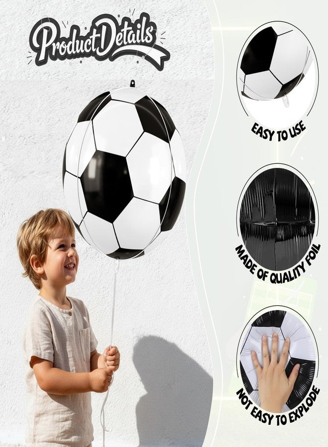 بيابيان بالونات كرة القدم من بيابيان، 6 قطع من بالونات كرة القدم مقاس 22 بوصة، بالونات كرة قدم كبيرة مستديرة من رقائق معدنية مع بالونات نجمة خضراء سوداء من الهيليوم لتزيين حفلات أعياد الميلاد ذات الطابع الرياضي لكرة القدم - Image 3