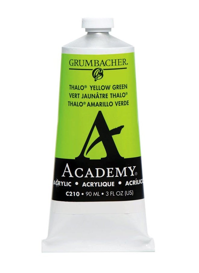 Grumbacher Academy Acrylic Paint, Gloss, 90ml/3 oz Metal Tube, Thalo Yellow Green  - Image 1
