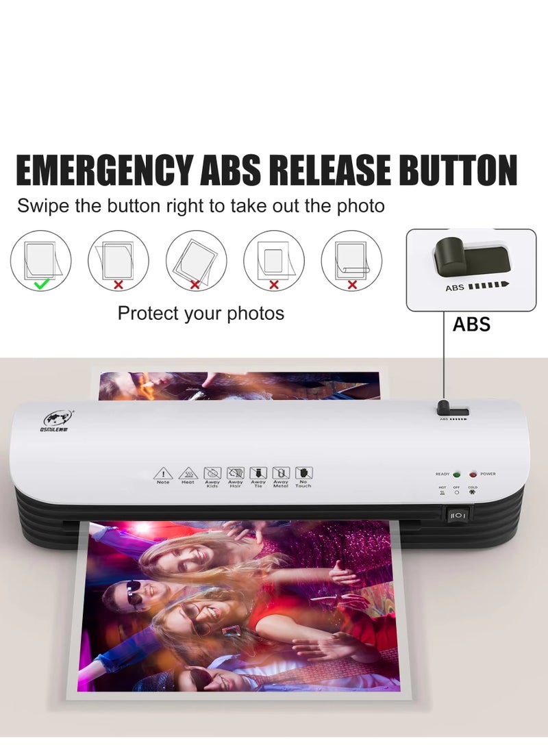 SL299 Thermal Laminator 4 in 1 Hot And Cold Laminating Machine A4A5A6 Laminator Machine Set for Home Office School Use 9 inches Max Width Paper Trimmer Corner Rounder (with 15 Laminating Pouches) - Image 1