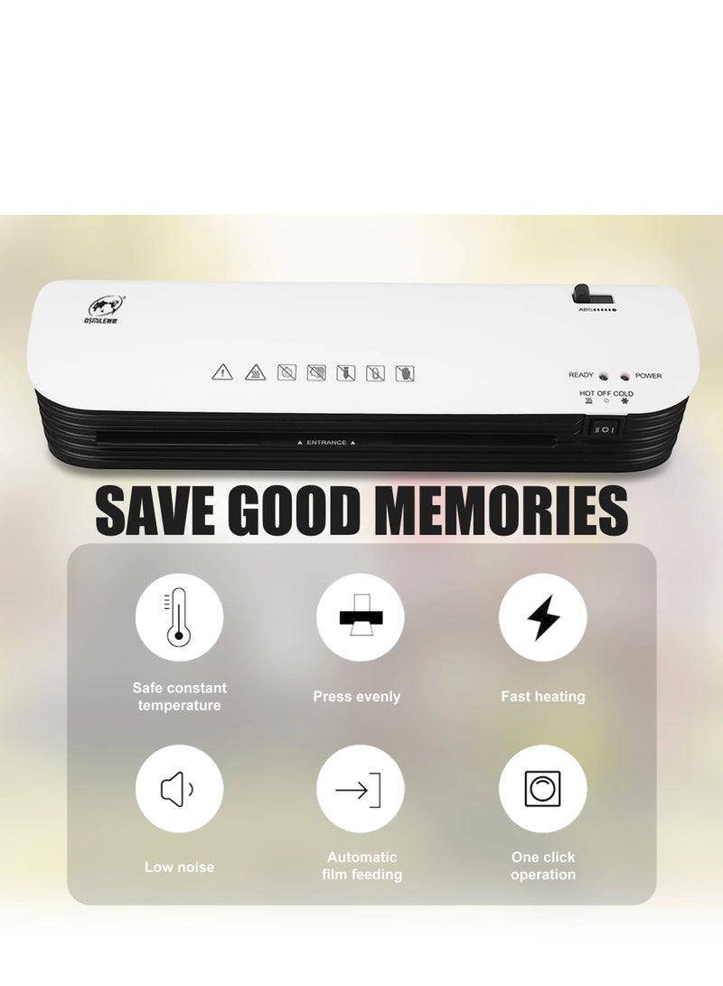 SL299 Thermal Laminator 4 in 1 Hot And Cold Laminating Machine A4A5A6 Laminator Machine Set for Home Office School Use 9 inches Max Width Paper Trimmer Corner Rounder (with 15 Laminating Pouches) - Image 2