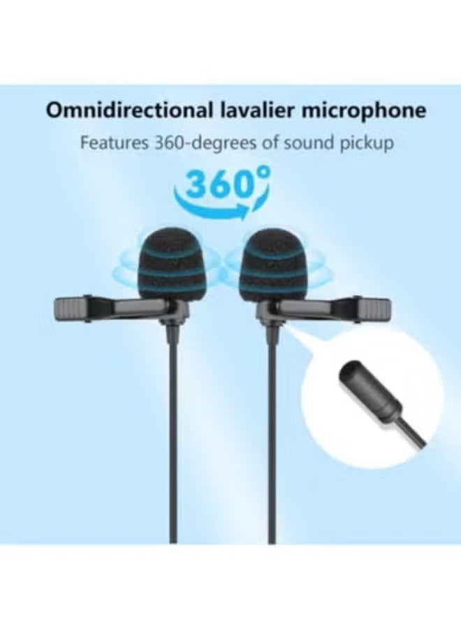Lavalier Microphone with Dual Capsule, Small Clip, and Two Foam Windscreens for Smartphone - Image 4