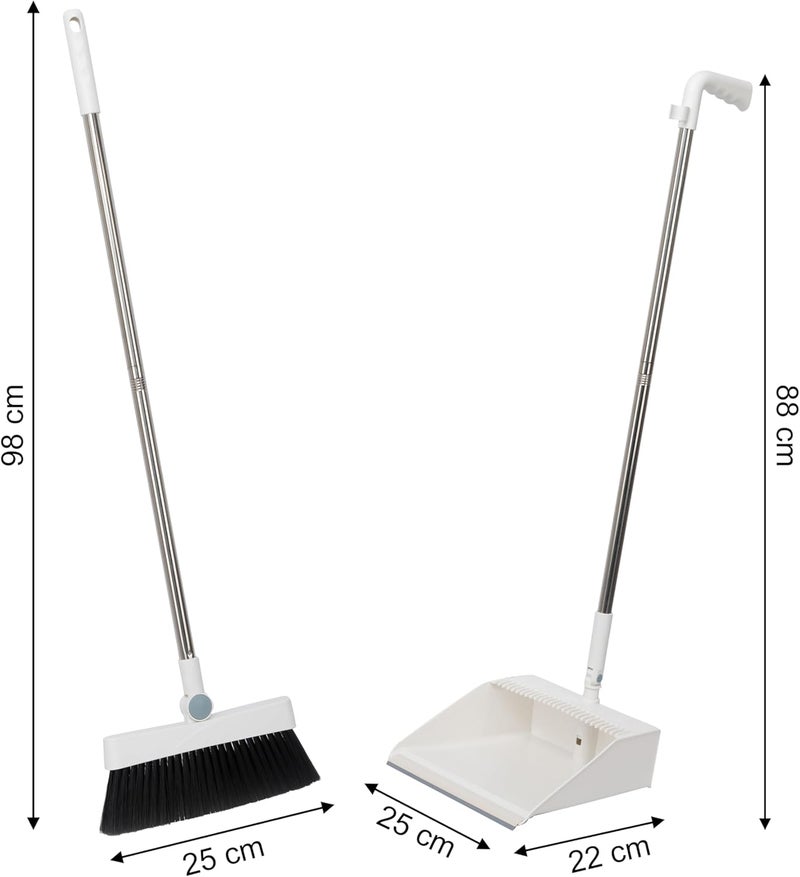 TRADY Dustpan and Brush Set Long Handled, Broom and Upright Dustpan with Long Handle, Household Durable Material Magic Sweeping Broom-Dustpan Set for Indoor Outdoor Kitchen Lobby Office[Multi] - Image 2