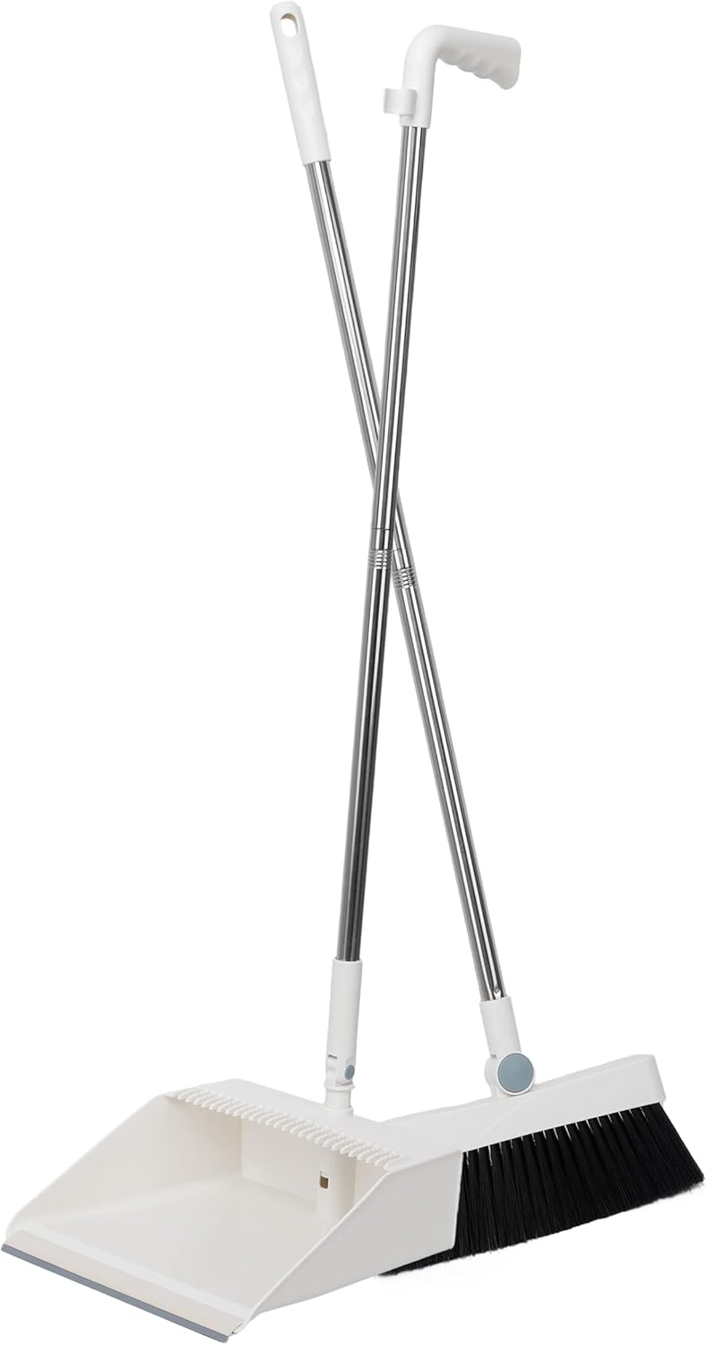 TRADY Dustpan and Brush Set Long Handled, Broom and Upright Dustpan with Long Handle, Household Durable Material Magic Sweeping Broom-Dustpan Set for Indoor Outdoor Kitchen Lobby Office[Multi] - Image 3