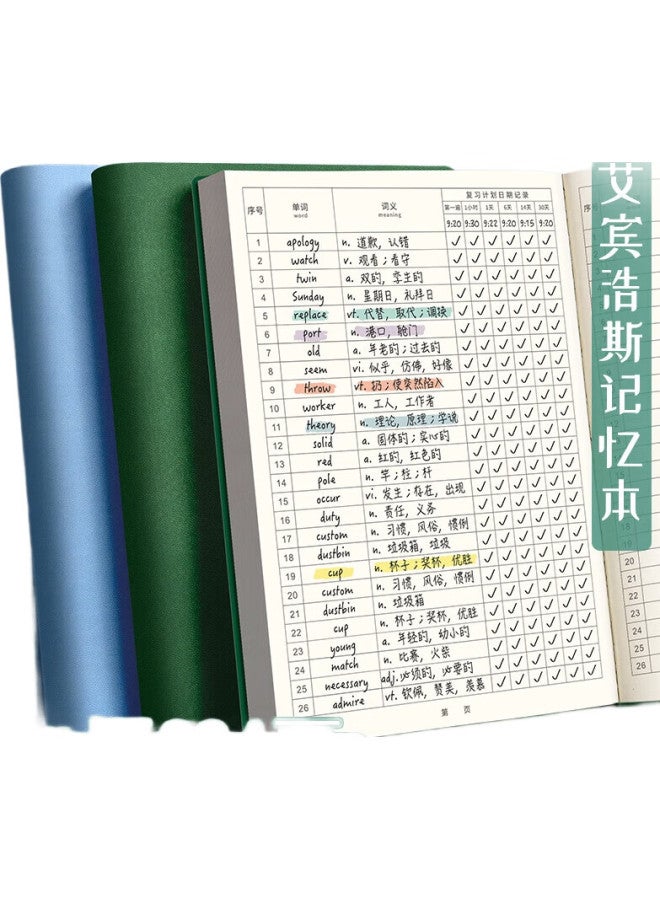 Ujia Ebbinghaus English Word Memory Forgetting Curve Notebook College Student Word Notebook Postgraduate Artifact Cet-4/6 English Vocabulary Accumulation Junior And Senior High School Practice Book - Image 1